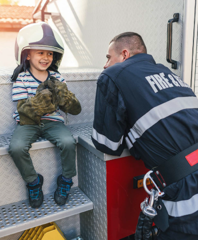 Fireman and little girl