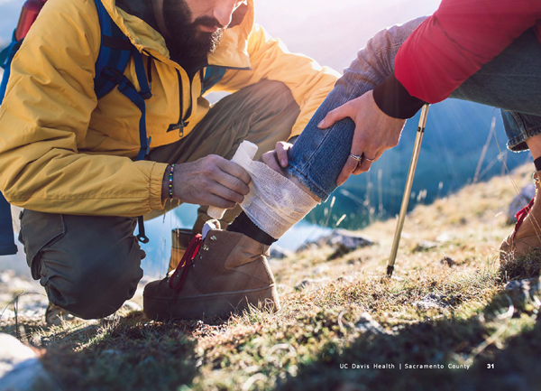 Person setting a broken bone